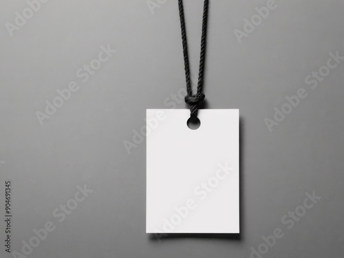 White Paper Price Label With String Isolated on gray background.