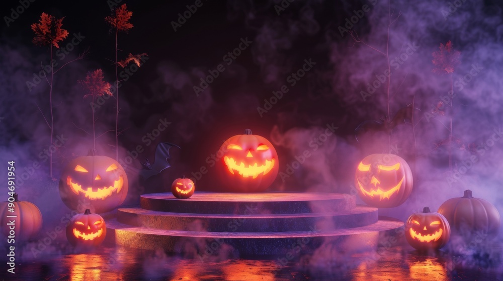 terrifying pumpkin for halloween day with dark and neon backgrounds terrifying pumpkin for halloween day with dark and neon backgrounds