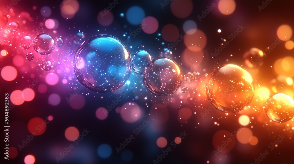 Neon Soap Bubbles: A Vertical Rainbow of Shades and Light for Creative Designs