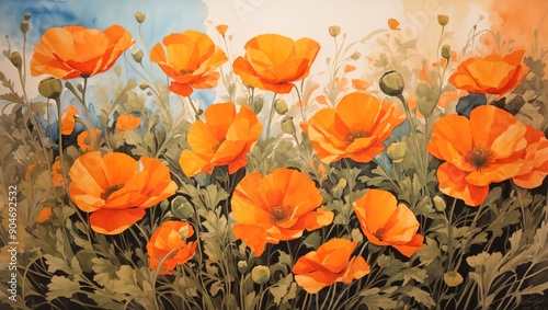 The Emotional and Symbolic Impact of California Poppies in Ink and Watercolor