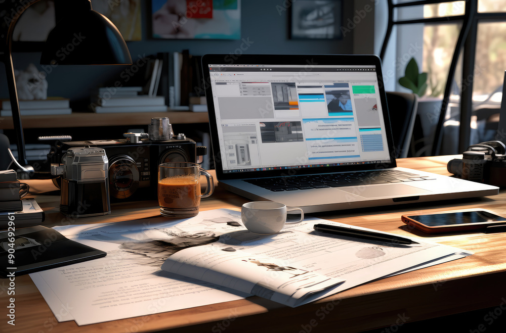 Creative Professional's Workspace with Tech Gadgets Creative Professional's Workspace with Tech Gadgets