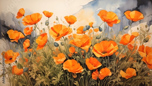 The Emotional and Symbolic Impact of California Poppies in Ink and Watercolor