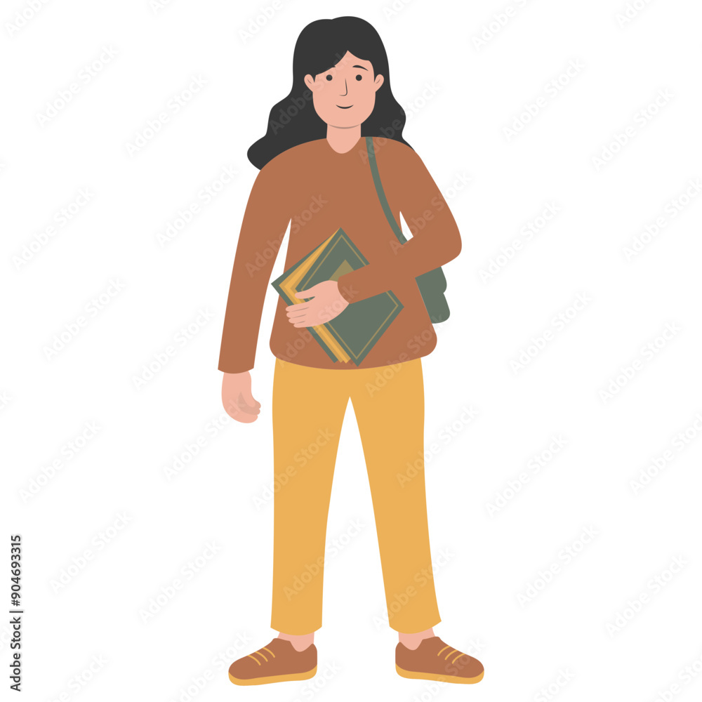 Fototapeta premium University Student Character. Flat Graphic Vector Illustration.