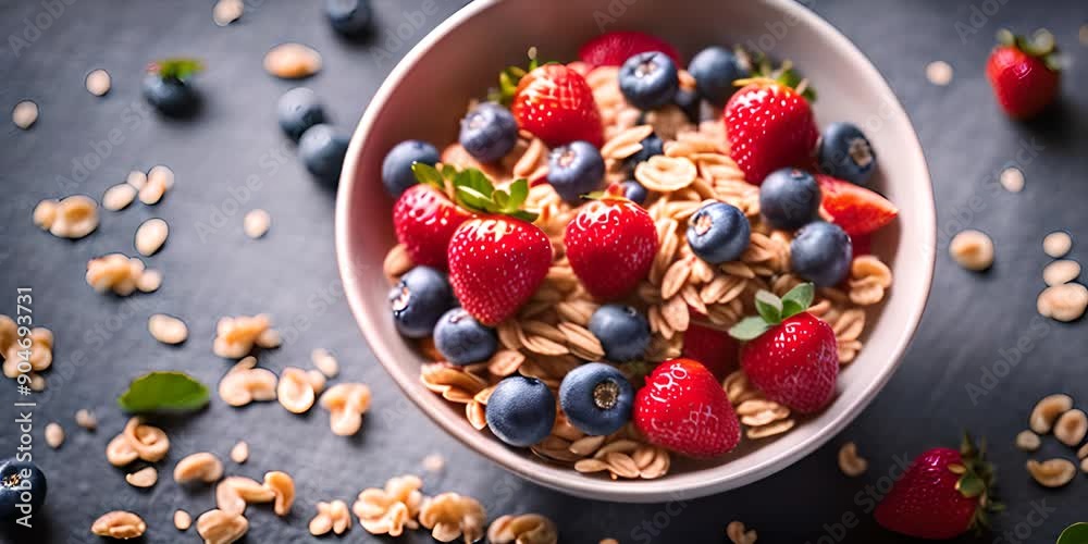 Healthy Muesli with Strawberries and Blueberries Healthy Muesli with Strawberries and Blueberries