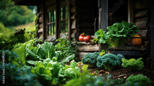 Rustic Cabin Garden Harvest Oasis