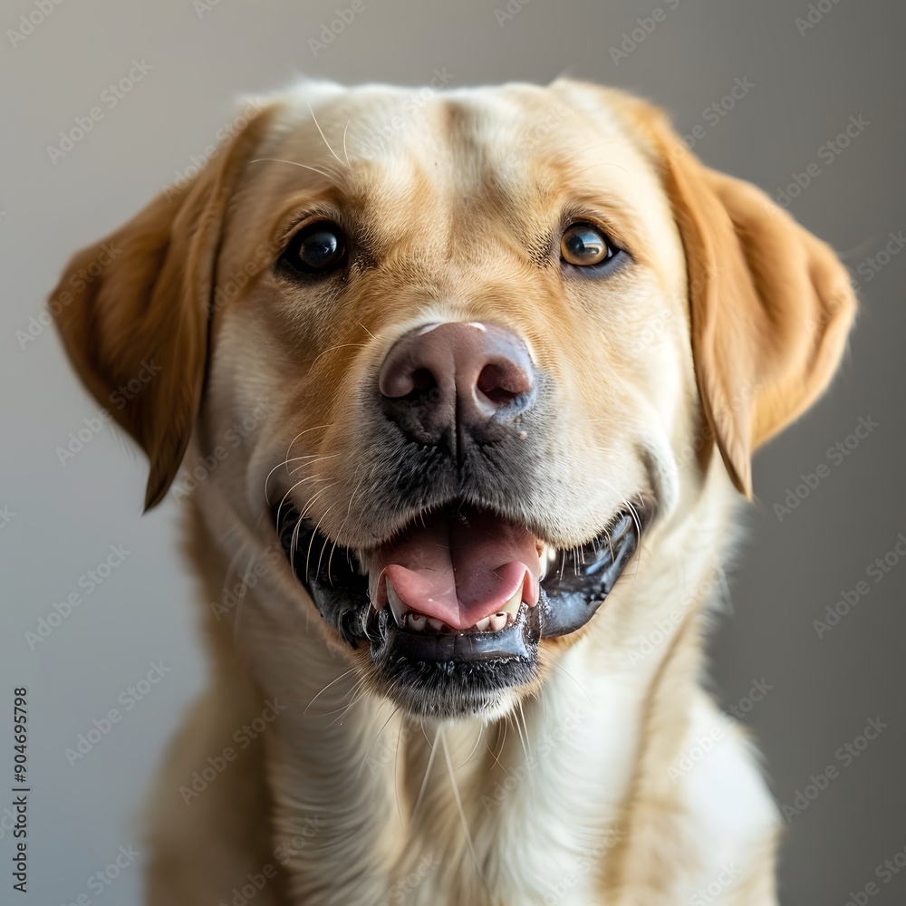 Happy golden Labrador retriever with a joyful expression. Happy golden Labrador retriever with a joyful expression.