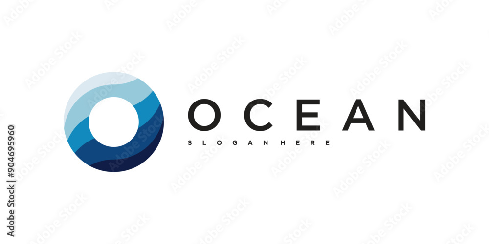 Abstract design ocean logo with waves. Premium Vector Abstract design ocean logo with waves. Premium Vector