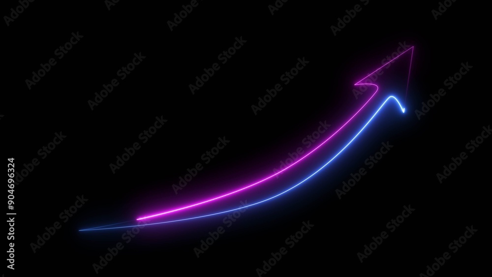 Neon business growth arrow icon seamless background 4k illustration Neon business growth arrow icon seamless background 4k illustration
