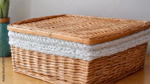  two woven baskets on a white background, photo