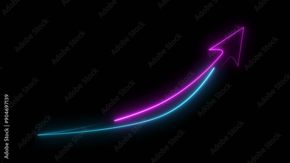 Neon business growth arrow icon seamless looped background 4k illustration. Neon business growth arrow icon seamless looped background 4k illustration.