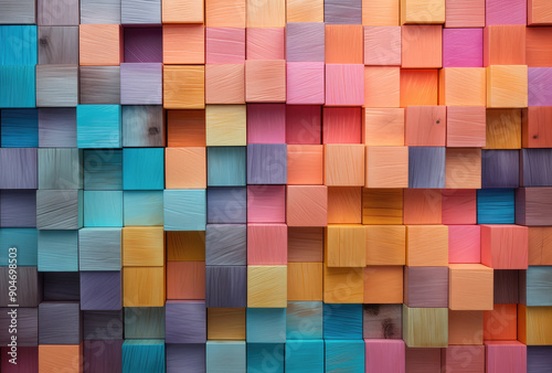 Vibrant Geometric Wooden Blocks Background