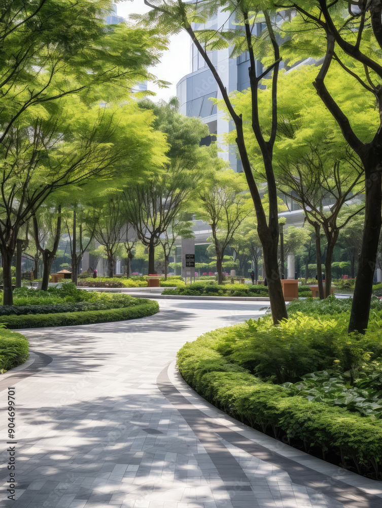 Urban Oasis: Serene Green Pathway Urban Oasis: Serene Green Pathway