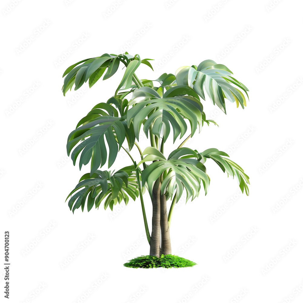 Philodendron xanadu - Tropical plant isolated on transparent background with clipping path for spring botanical decoration. Philodendron xanadu - Tropical plant isolated on transparent background with clipping path for spring botanical decoration.