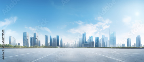 Wallpaper Mural Futuristic Urban Skyline with Pristine Blue Sky Torontodigital.ca