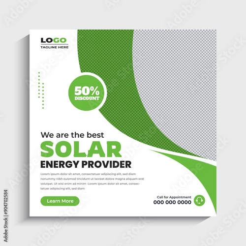 Solar Energy social media Instagram post or web banner template design