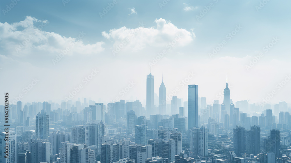 Urban Dreamscape: Skyline Shrouded in Mist Urban Dreamscape: Skyline Shrouded in Mist