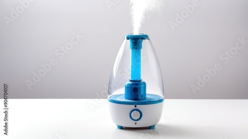 a small diffuser that is blue and white