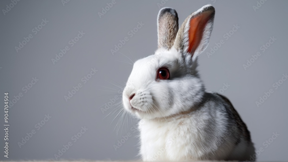 Fototapeta premium an image of a house rabbit that is looking at the camera,