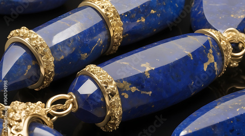 Wallpaper Mural a lapis lazuli crystal featuring vibrant blue with gold flecks, highlighting the luxurious and rich appearance of this gemstone. Torontodigital.ca