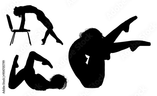 baile, danza, silueta, bailarina, danza ritmica, silueta, deporte, ballet, vector, ballet, movimiento
