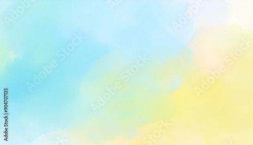 水色と黄色のかわいい抽象画イラスト背景
