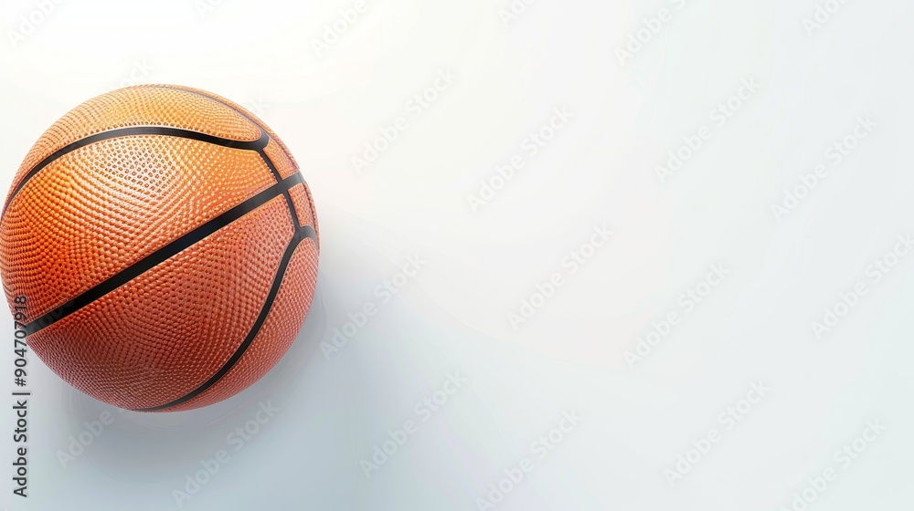 Obraz premium Realistic basketball texture, centered on blank background, spacious area for text below