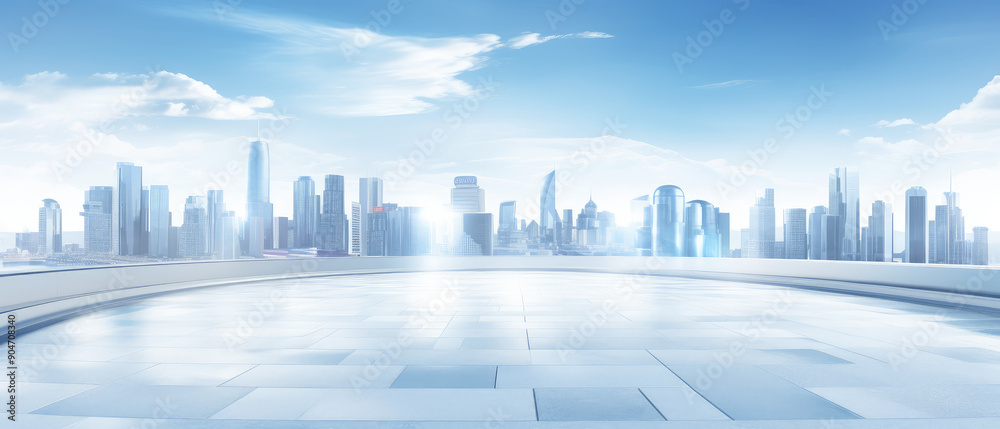 Futuristic Urban Skyline from Elevated Platform