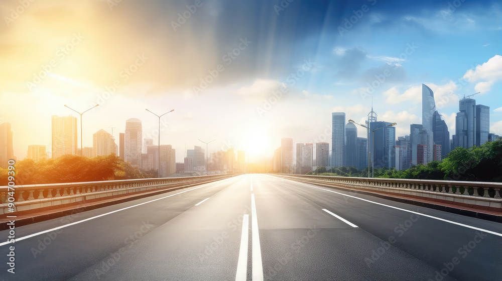Sunrise Over an Empty City Highway Sunrise Over an Empty City Highway