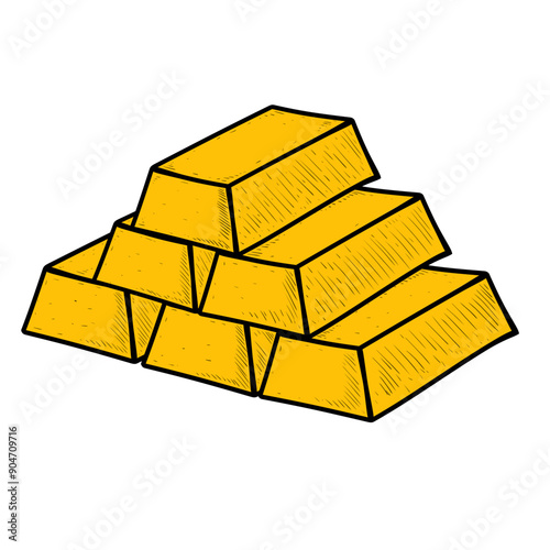 Stack gold bars isolated on white