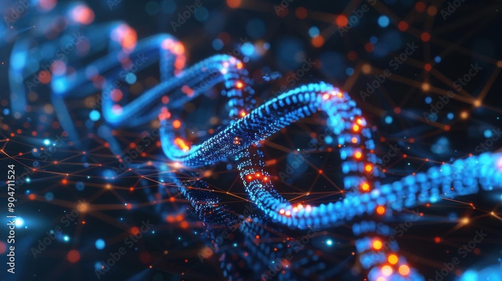 A vibrant representation of DNA strands intertwined with colorful light, illustrating the beauty of genetics and molecular science. A vibrant representation of DNA strands intertwined with colorful light, illustrating the beauty of genetics and molecular science.