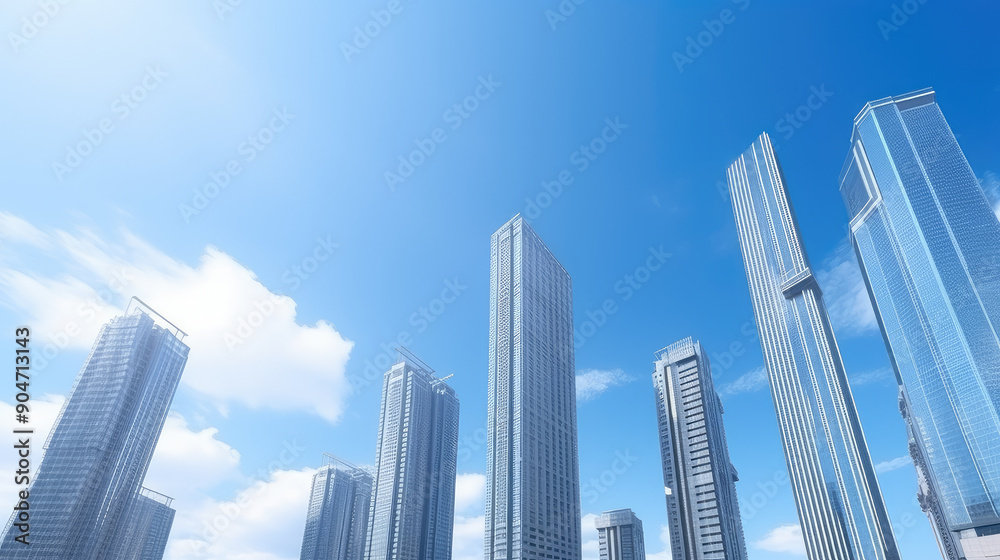 Modern Skyscrapers against a Clear Blue Sky Modern Skyscrapers against a Clear Blue Sky