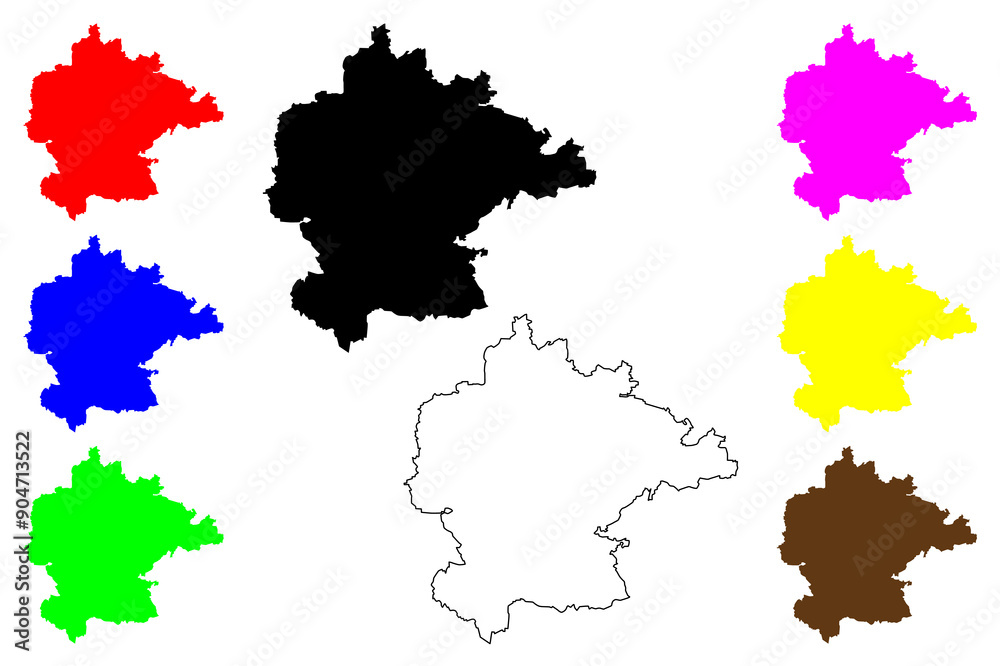 Fototapeta premium Kitzingen district (Federal Republic of Germany, rural district Lower Franconia, Free State of Bavaria) map vector illustration, scribble sketch Kitzingen map