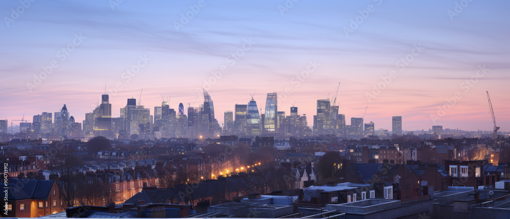 Obraz premium Majestic Urban Skyline at Dawn