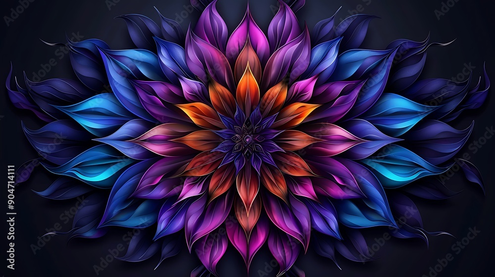 Intricate symmetrical mandala with vibrant colors Intricate symmetrical mandala with vibrant colors