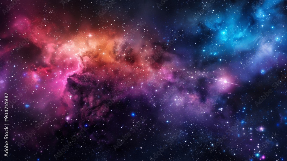 Naklejka premium astronomy features colorful galaxies adorned with sparkling stars. 