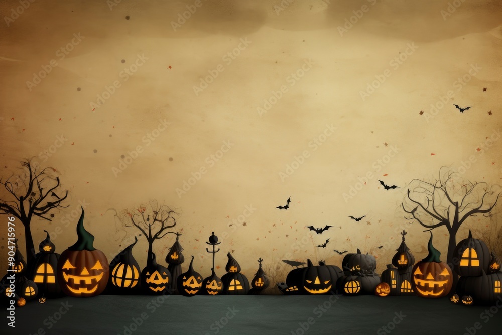Halloween background in concept of recycle paper art Halloween background in concept of recycle paper art