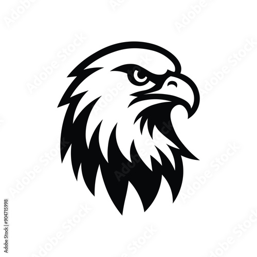 A bold, monochrome eagle head logo, ideal for brands seeking a strong, impactful identity.