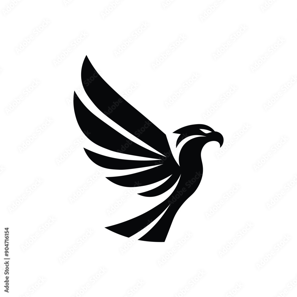 Obraz premium A sleek and modern eagle logo vector in black and white, featuring a dynamic and minimalist design. Perfect for branding, symbolizing power and freedom