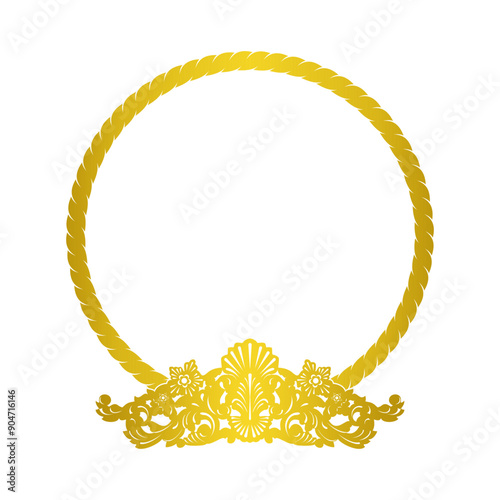 Gold rope circular border fra...