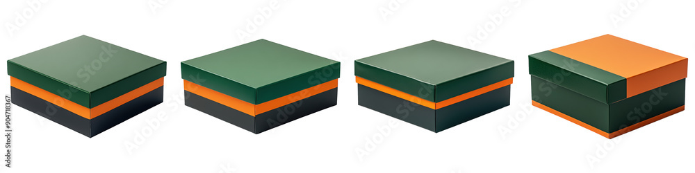 Collection of Green And Orange Shoe Box On Transparent Png Background For Custom Footwear Packaging Mockup . Generative ai Collection of Green And Orange Shoe Box On Transparent Png Background For Custom Footwear Packaging Mockup . Generative ai