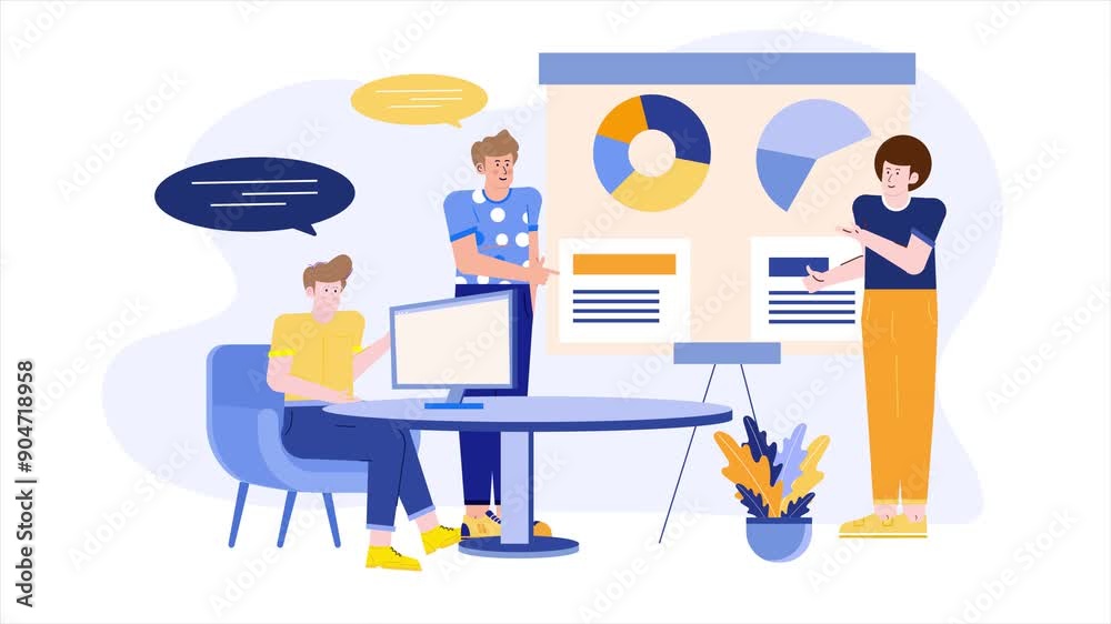 business daily meeting illustration isolated on white background animated video business daily meeting illustration isolated on white background animated video