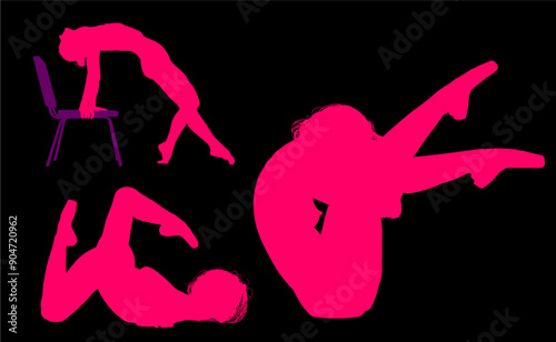 baile, danza, silueta, bailarina, danza ritmica, silueta, deporte, ballet, vector, ballet, movimiento
