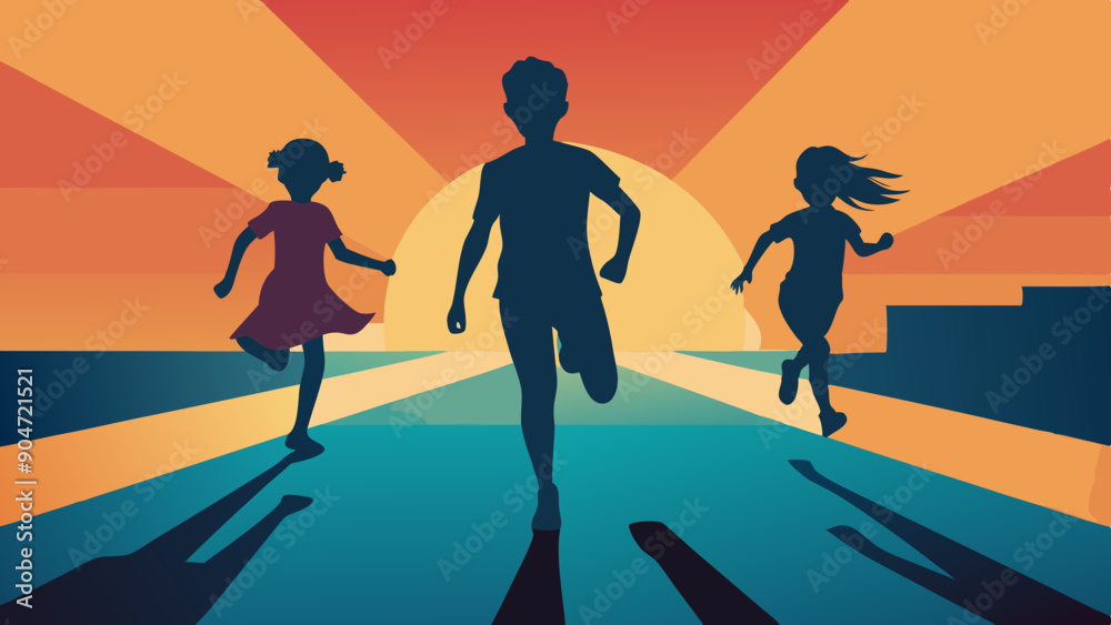 running children vector illustration, group of active kids playing clipart graphic illustration running children vector illustration, group of active kids playing clipart graphic illustration