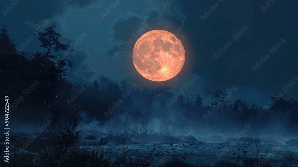 Evening full moon Evening full moon