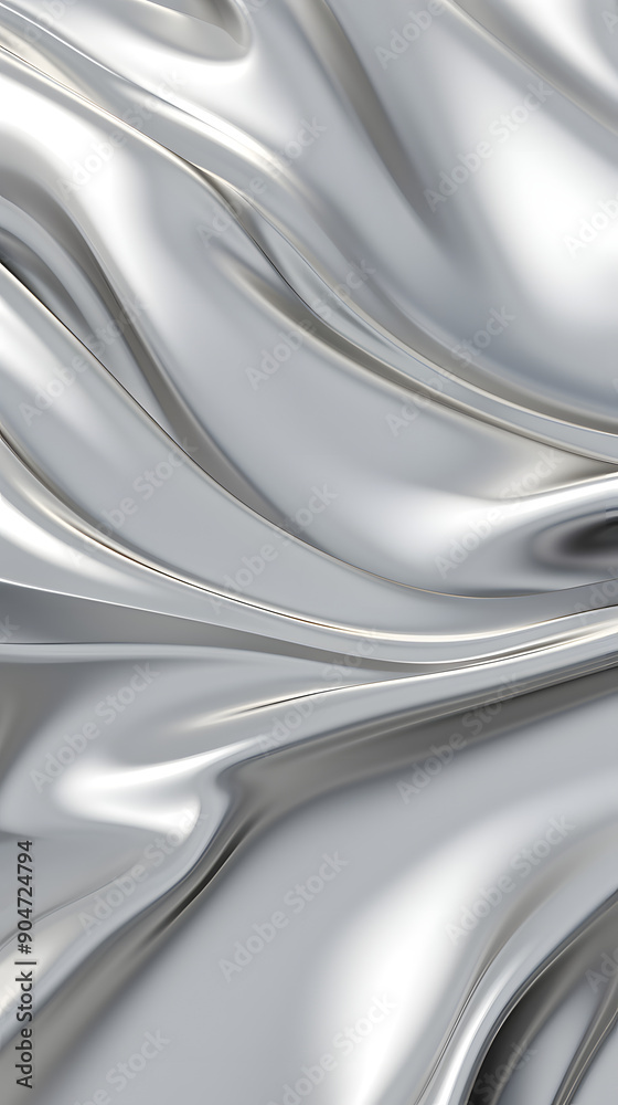 Fototapeta premium Digital silver wave curve sculpture abstract graphic poster background