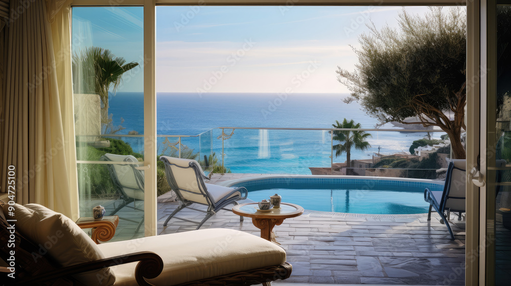 Fototapeta premium Serene Luxury Resort Ocean View Experience