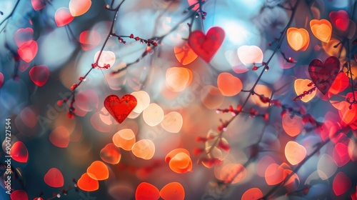 Heart shaped bokeh for Valentine s Day expressing love photo