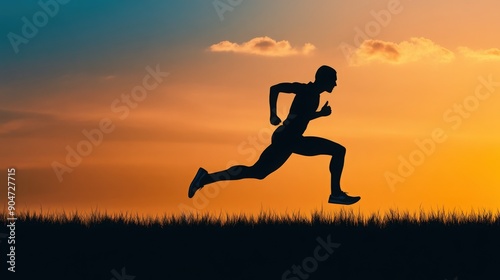 Wallpaper Mural A dynamic silhouette of a runner against a vibrant sunset, capturing the essence of speed and determination in motion. Torontodigital.ca