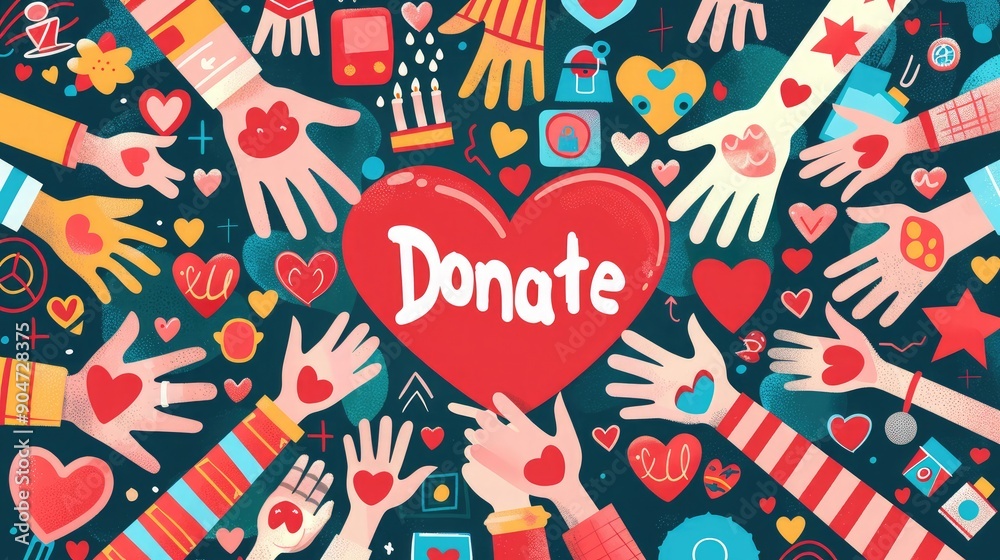 Hands holding a heart-shaped symbol with the word Hands holding a heart-shaped symbol with the word
