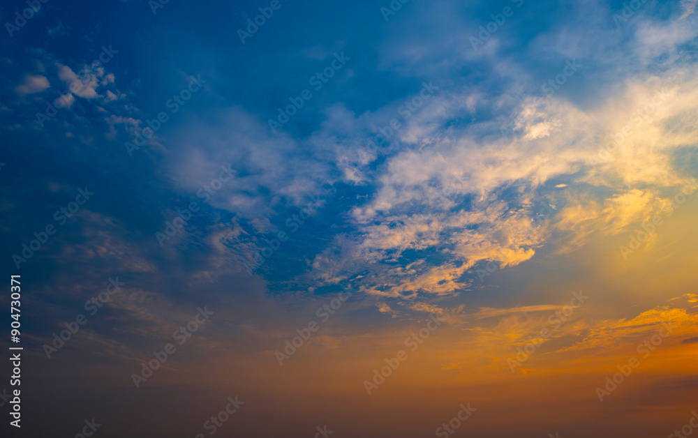 Enjoy a panoramic view of the skyline. The sun rises in the morning sky with colorful clouds. and beautiful cloud patterns In the soft light of the morning
Enjoy a panoramic view of the skyline. The sun rises in the morning sky with colorful clouds. and beautiful cloud patterns In the soft light of the morning